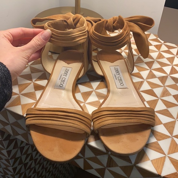 Jimmy Choo Kora Suede Ankle-Wrap Flat Sandals, Canyon - Picture 2 of 9